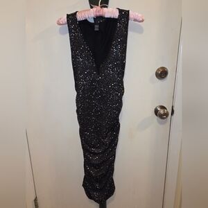 SHEIN Black Sparkle Backless Dress